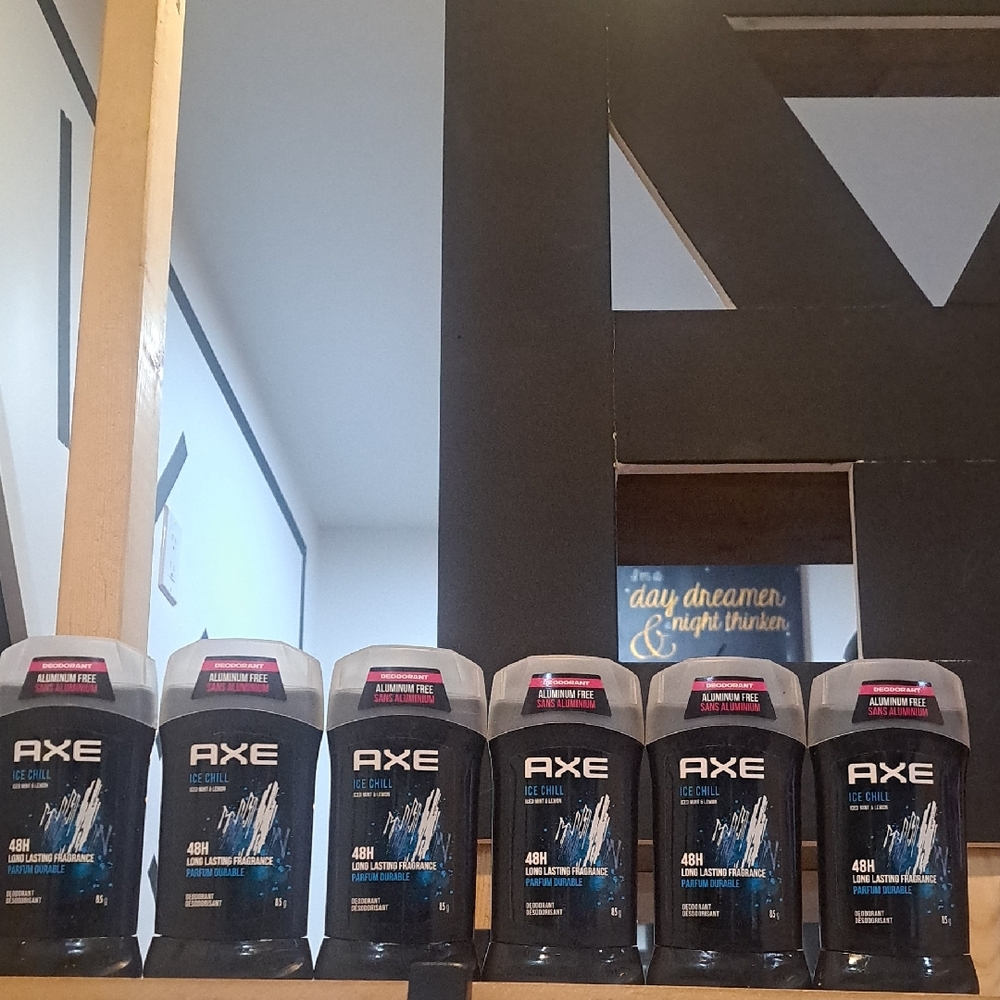 Lot Of 6 New Axe Men Ice Chill Deodorant Sticks. 85grams X 6